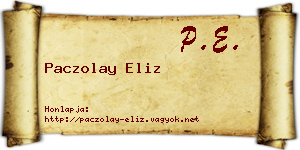 Paczolay Eliz névjegykártya
